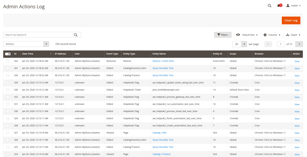Admin Actions Log | Action Log for Magento 2