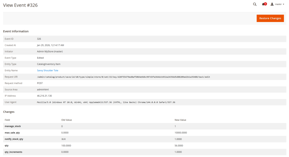View Event | Action Log for Magento 2
