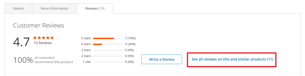 See All Reviews Text Link | | Shared Reviews | Advanced Reviews for Magento 2