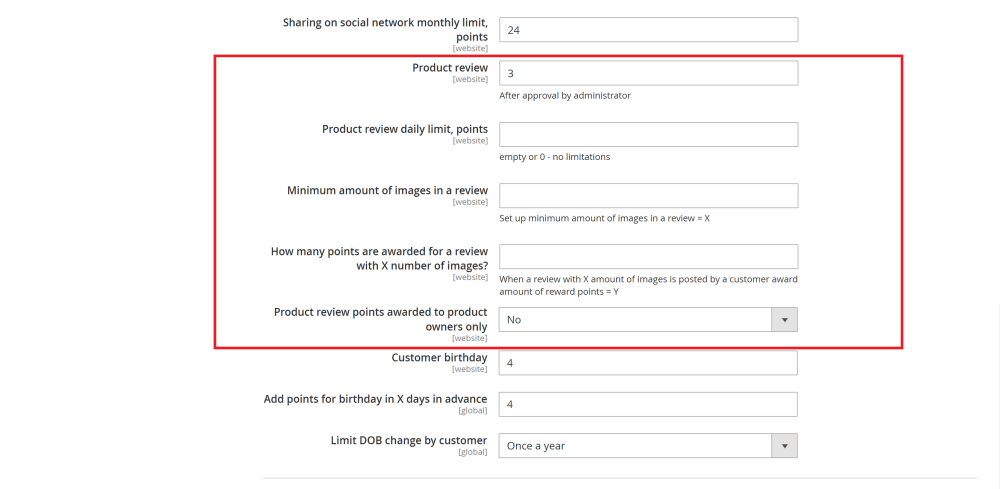 Reward Points for reviews settings | Advanced Reviews and Reward Points for Magento 2