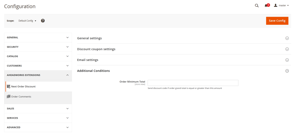 Additional Conditions | Next Order Discount for Magento 2