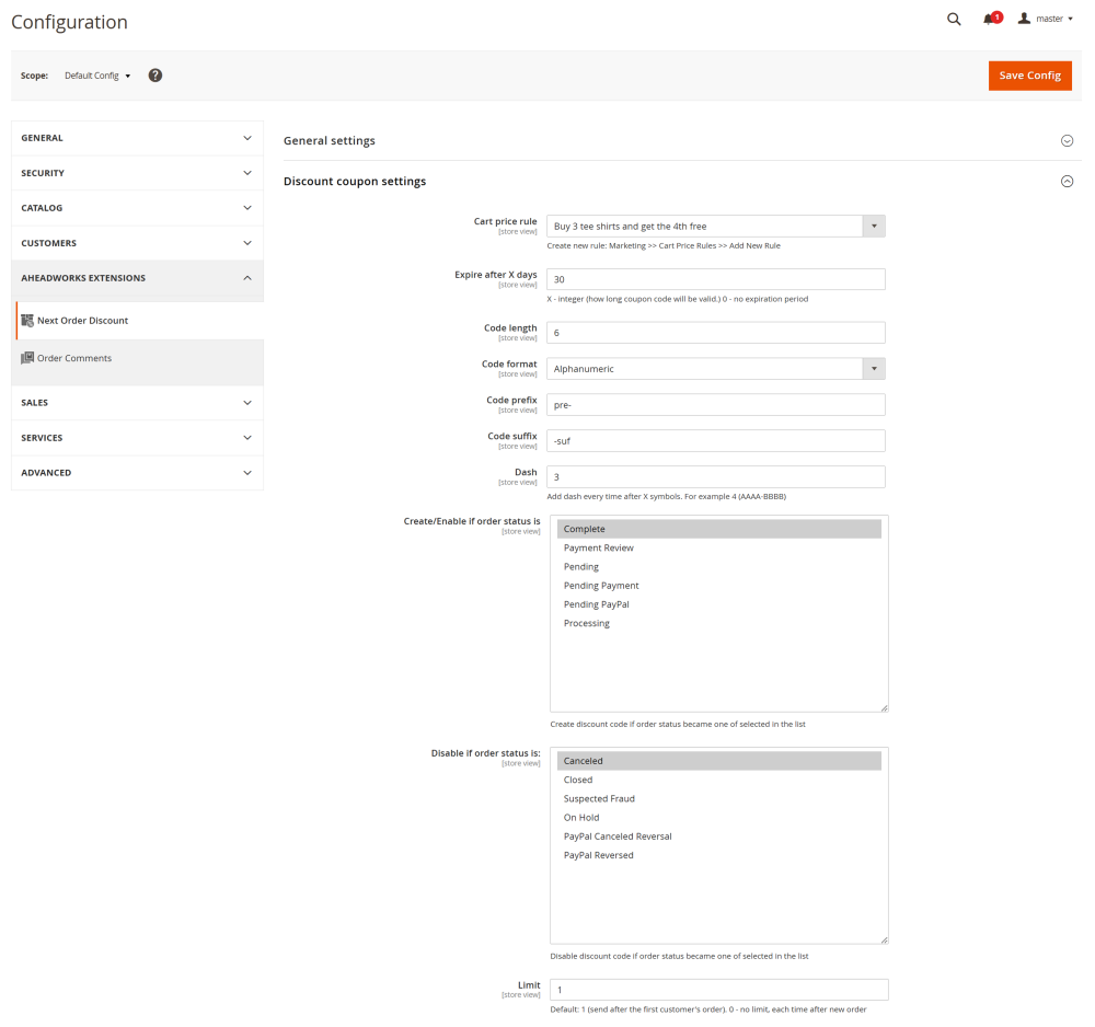 Discount Coupon Settings | Next Order Discount for Magento 2