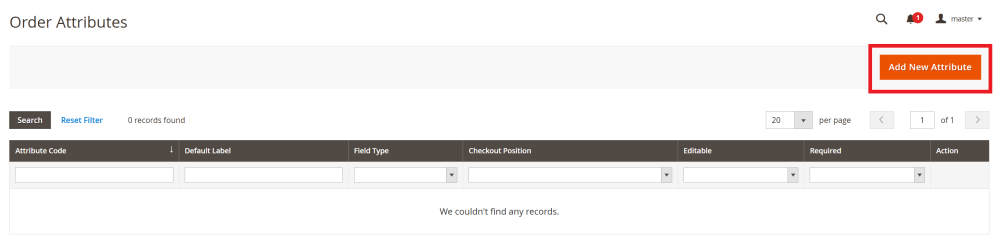 Add New Attribute Button | Order Attributes