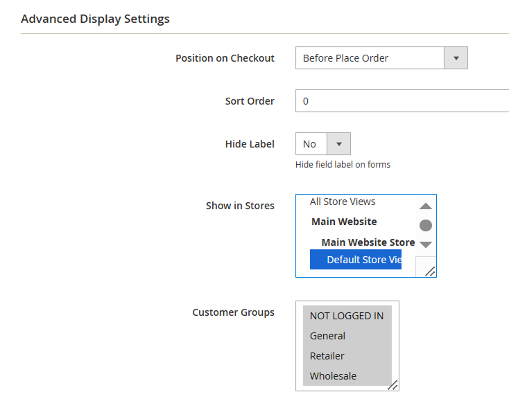 Advanced Display Settings | Order Attributes