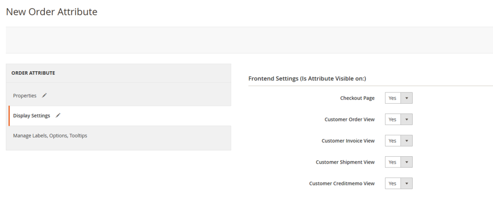  Frontend Display Settings | Order Attributes