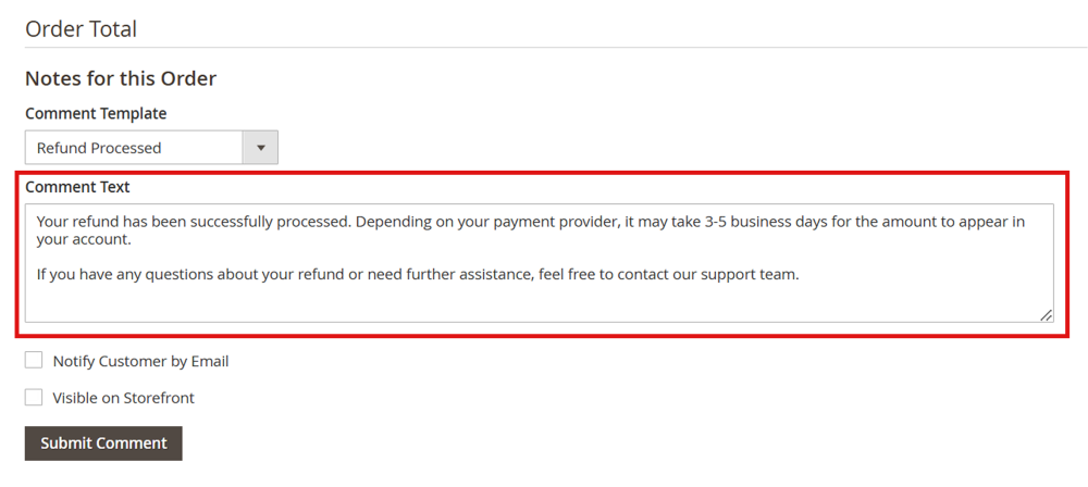 Comment Text Field | Order Comments for Magento 2