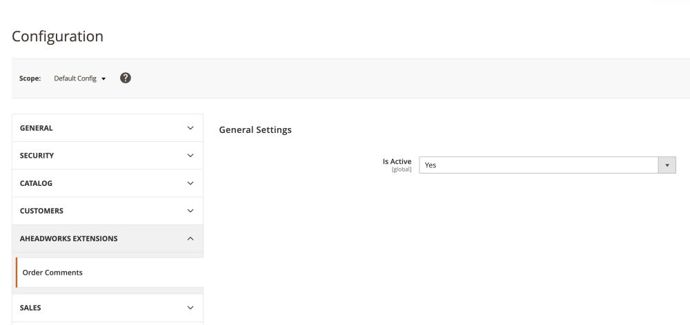General Settings | Order Comments for Magento 2