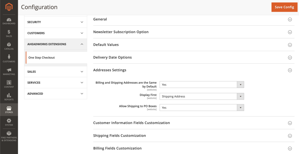 Addresses Settings | Smart One Step Checkout for Magento 2