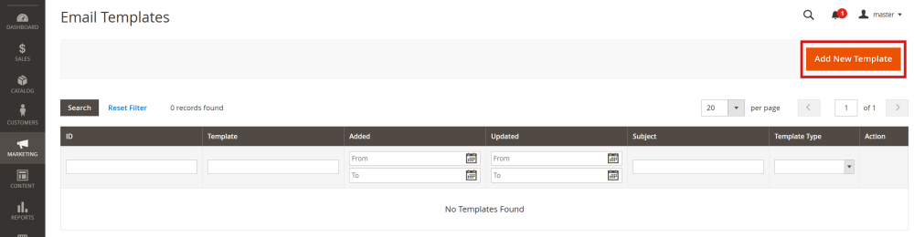 Add New Email Template | Out Of Stock Notifications for Magento 2