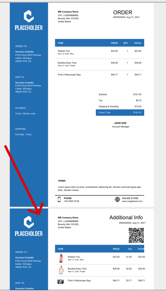 Additional Pages View | Magento 2 PDF Invoice