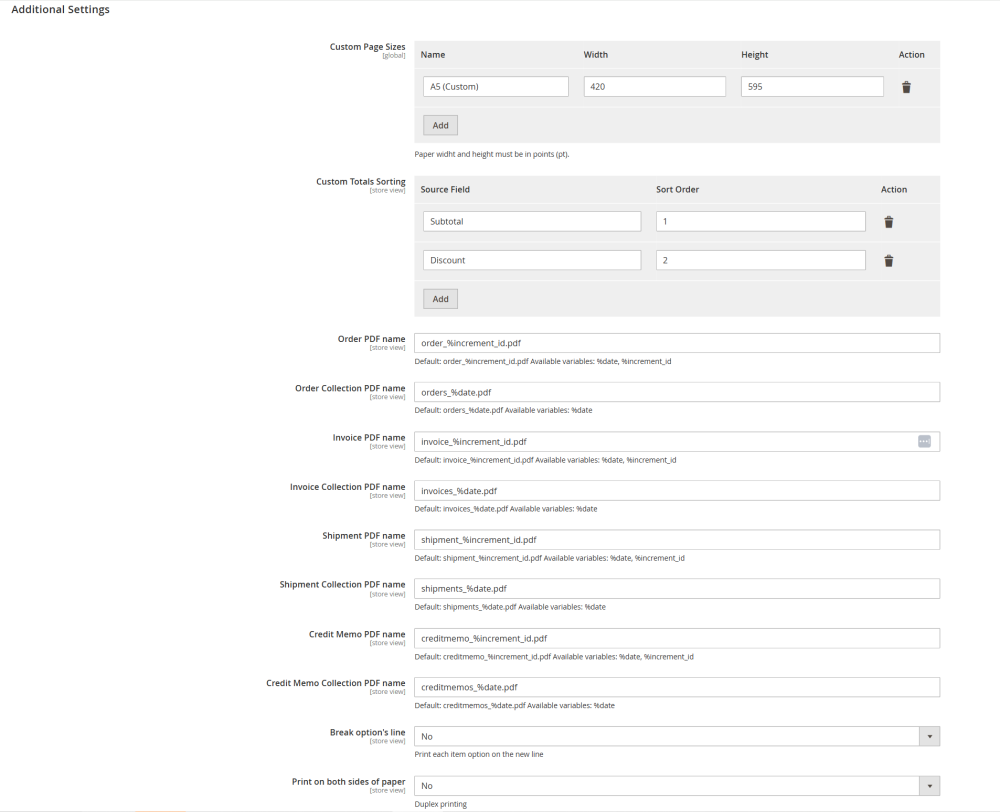 Additional Settings | Magento 2 PDF Invoice