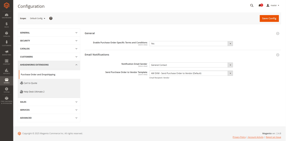General Settings | Purchase Order and Dropshipping