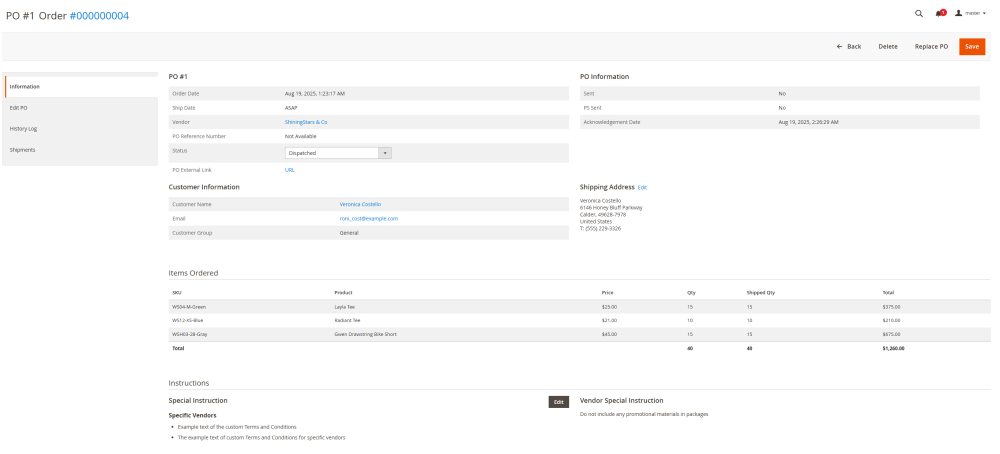 PO Page | Purchase Order and Dropshipping