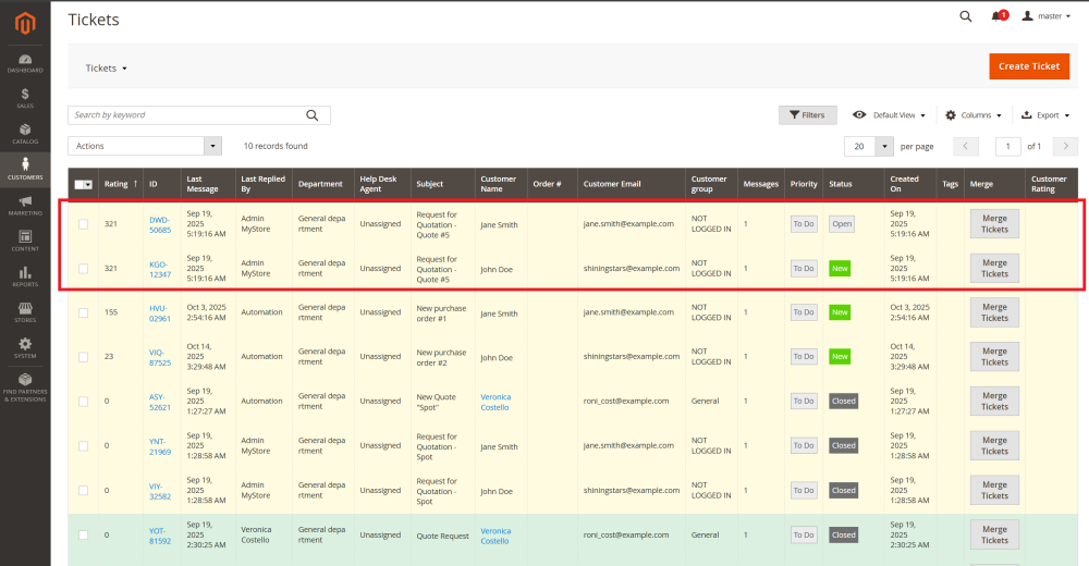 RFQ Tickets | Integration | Purchase Order and Dropshipping