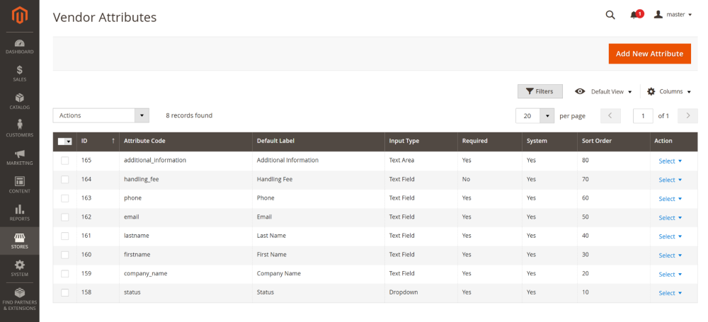 Vendor Attributes | Purchase Order and Dropshipping