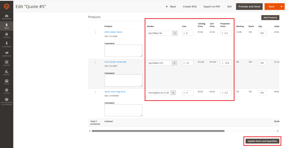 Update Cost in Quote | Integration | Purchase Order and Dropshipping
