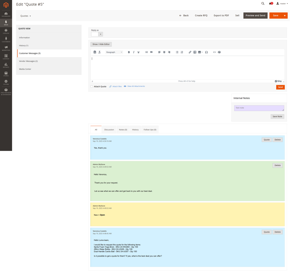 Customer Messages | Integration | Purchase Order and Dropshipping
