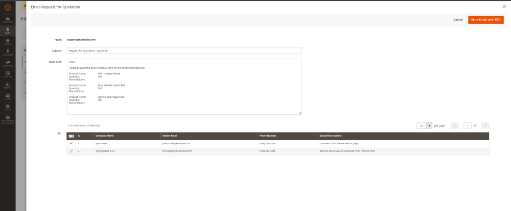 Email RFQ | Integration | Purchase Order and Dropshipping