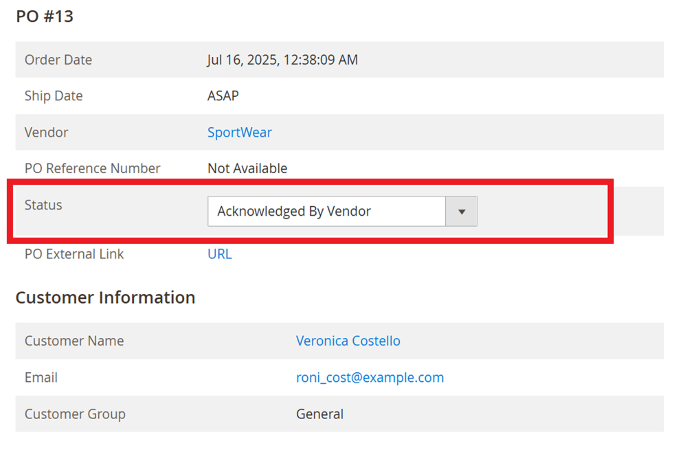 Acknowledged By Vendor | Purchase Order and Dropshipping