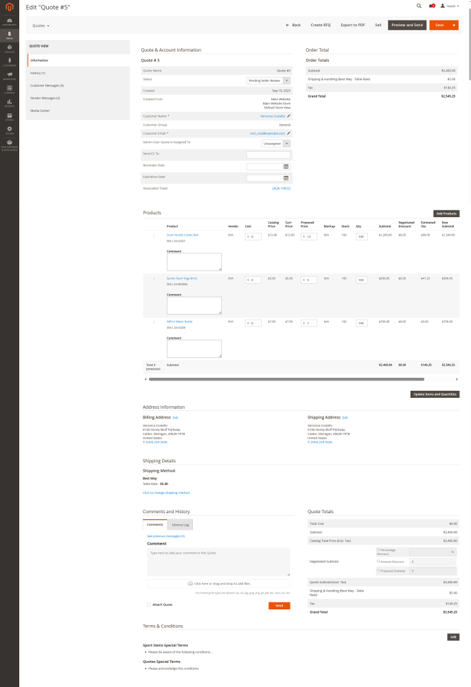 Quote Page | Integration | Purchase Order and Dropshipping