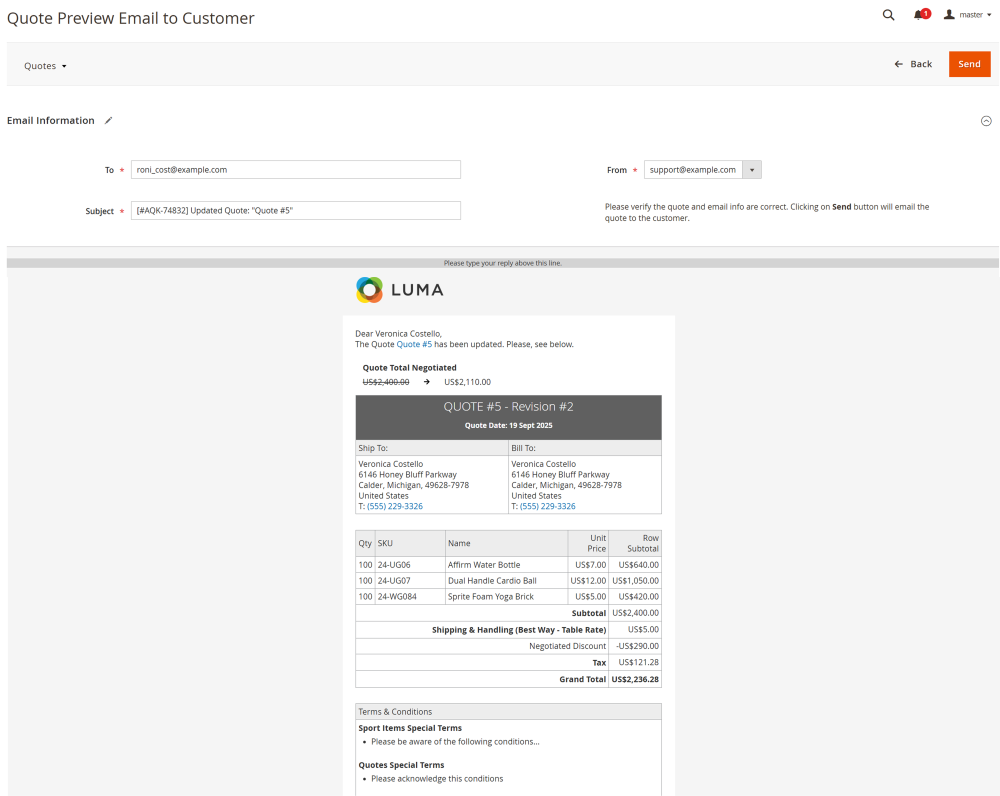 Preview and Send Email | Integration | Purchase Order and Dropshipping
