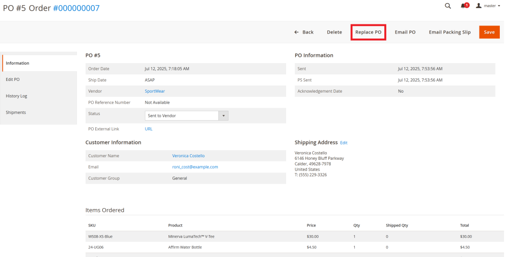 Replace PO | Purchase Order and Dropshipping