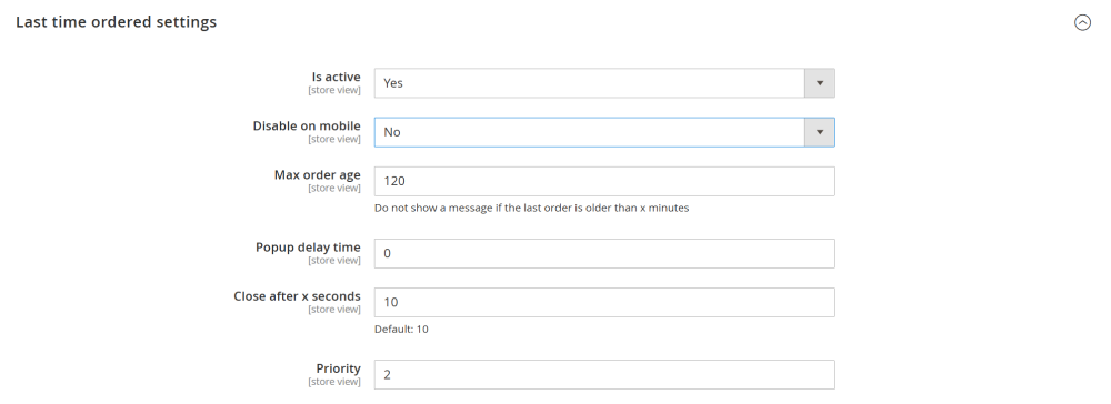 Last Time Ordered Settings  | Recent Sales Notification for Magento 2
