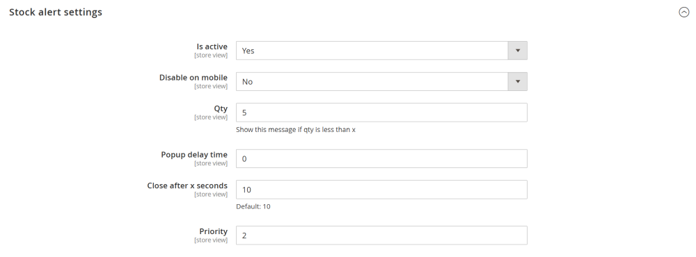 Stock Alert Settings  | Recent Sales Notification for Magento 2
