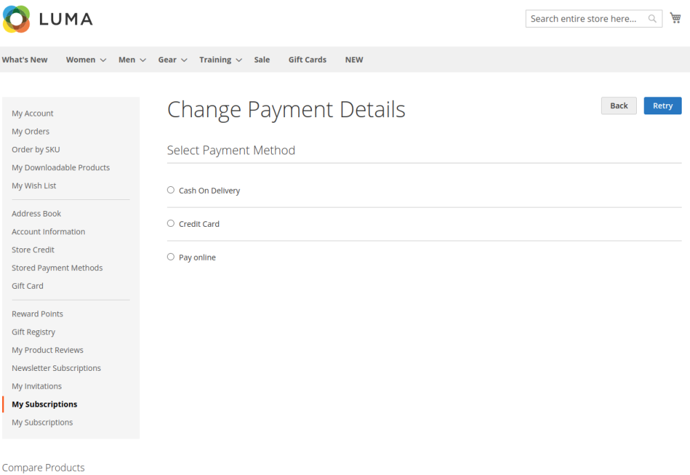 Advanced Subscription Products for Magento 2 | Retry failed payment attempt