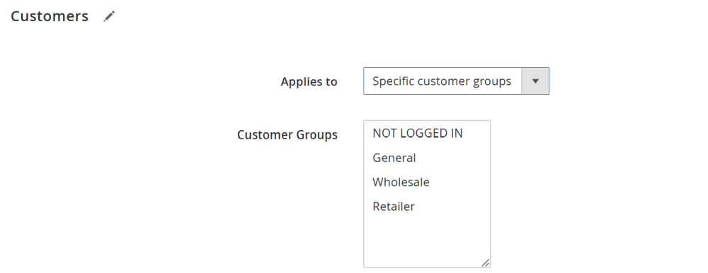 Specific customer groups | Special Promotions for Magento 2