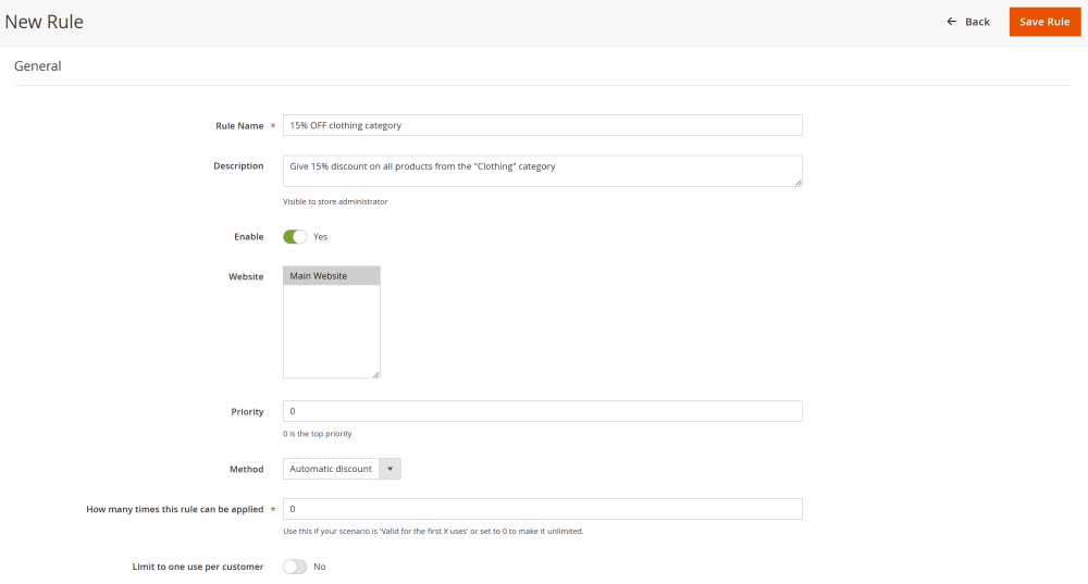 Amount Off Product or Category General Settings | Special Promotions for Magento 2