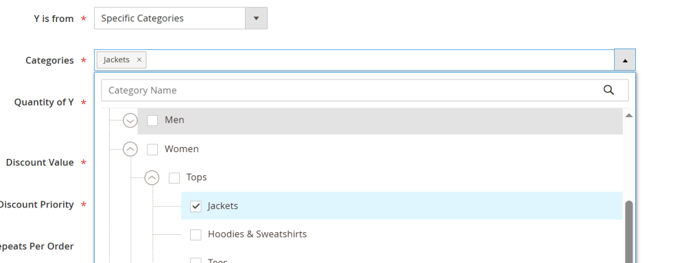 Specific Categories | Buy X Get Y | Special Promotions for Magento 2