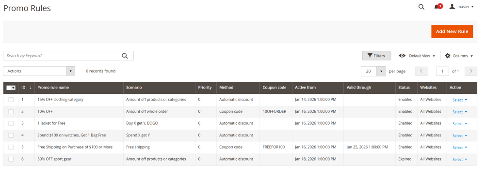 Promo Rules Table | Special Promotions for Magento 2