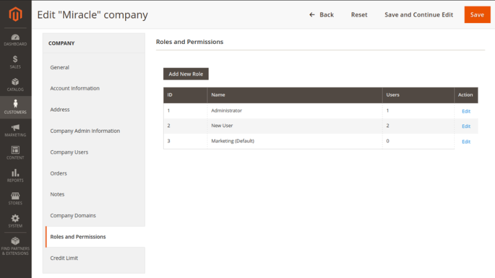 Manage Roles and Permissions with Company Accounts Magento 2