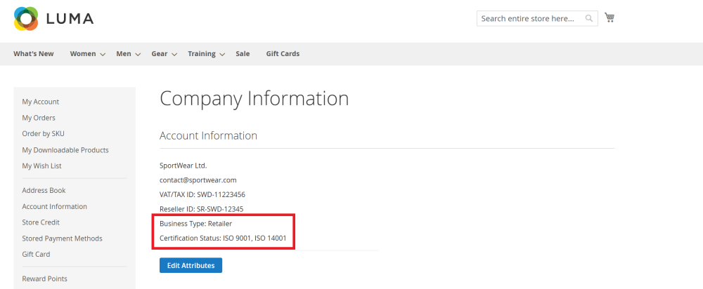 Company Attributes in My Account | Company Accounts for Magento 2