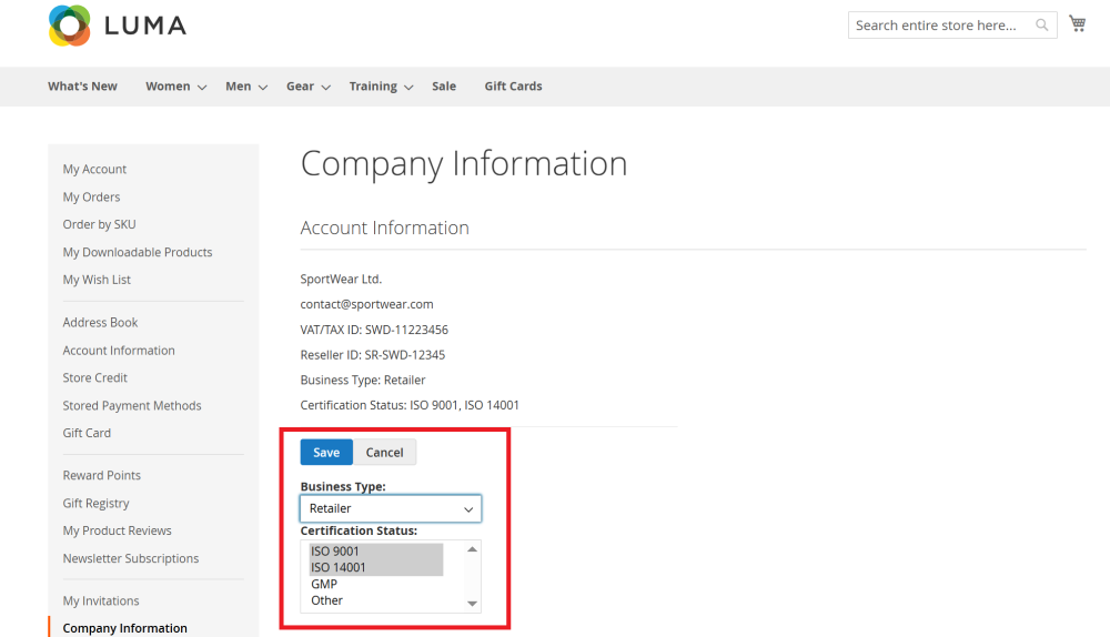 Editing Company Attributes on storefront | Company Accounts for Magento 2