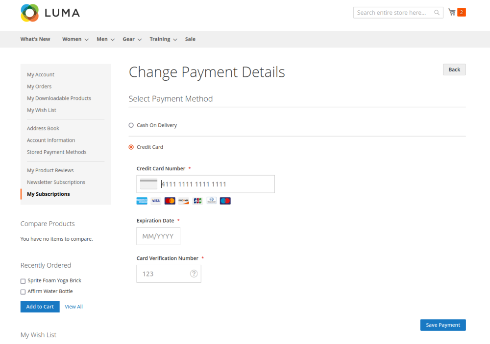 Change the payment | Advanced Subscription Products for Magento 2