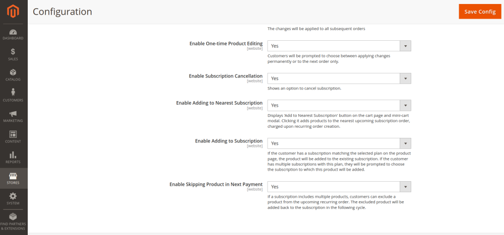 Enable subscription editing features | Advanced Subscription Products Magento 2