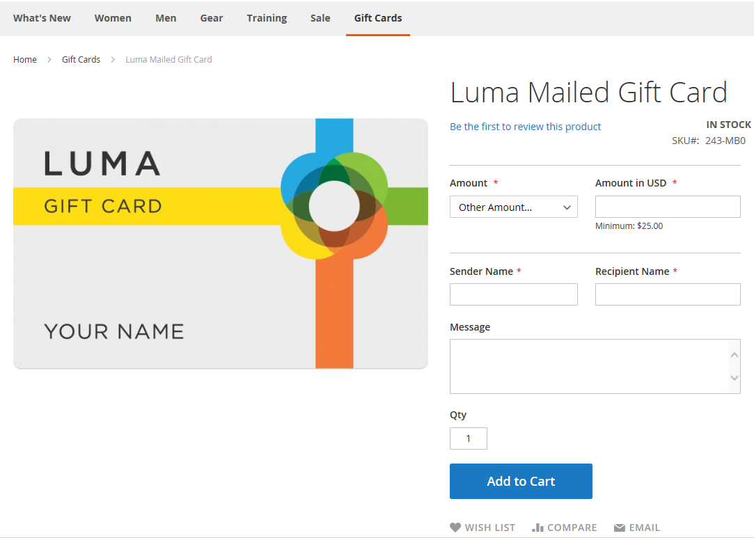 native magento gift card