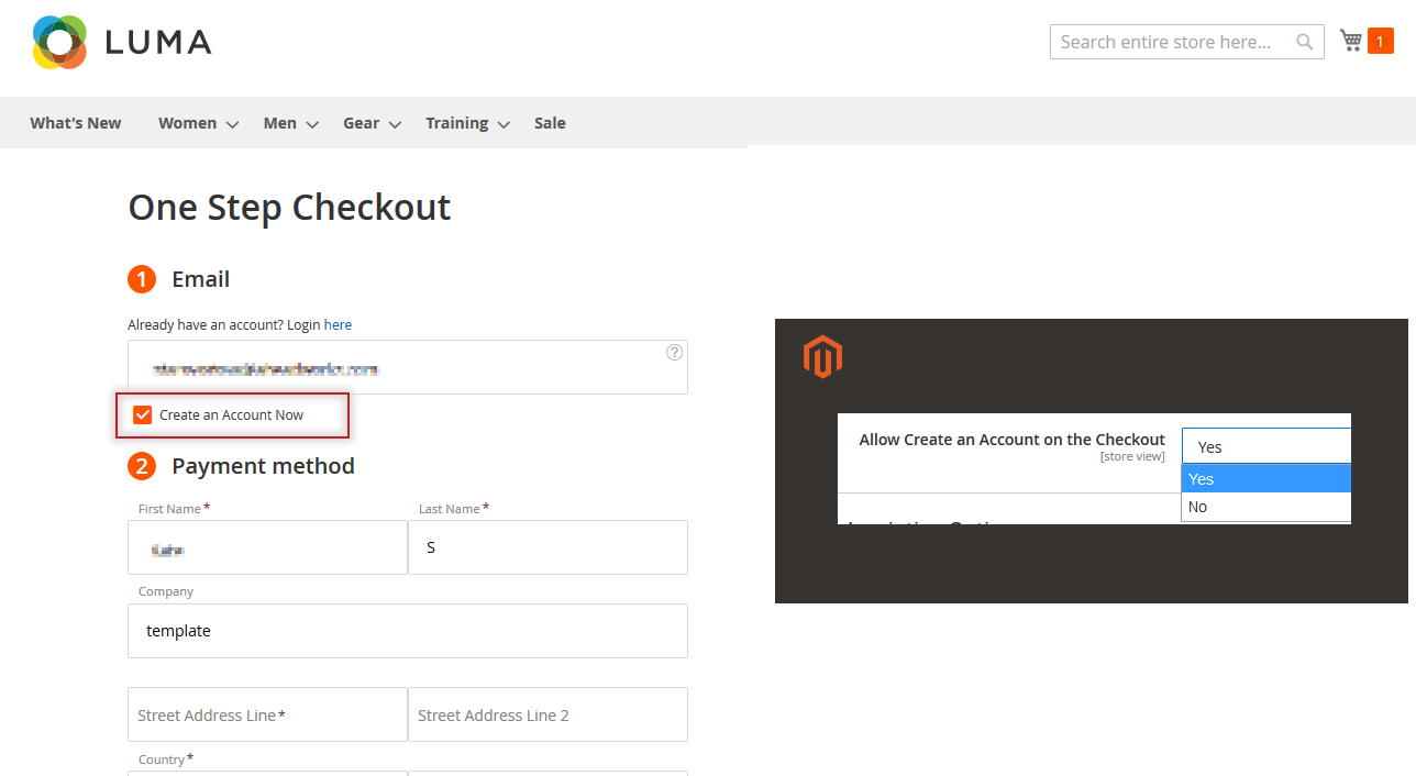 guest users can create an account on the checkout page