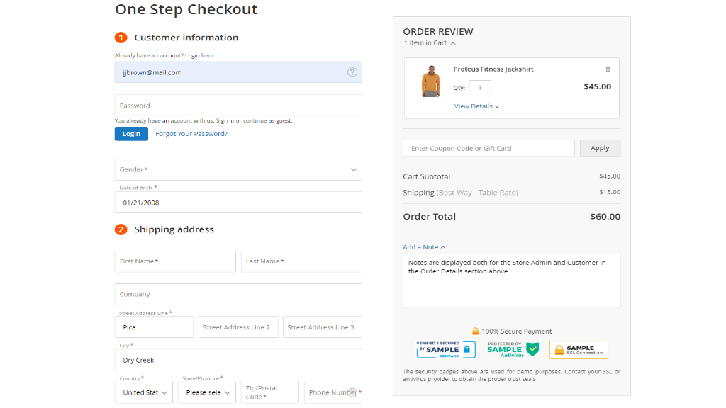 enable one page checkout on Magento 2