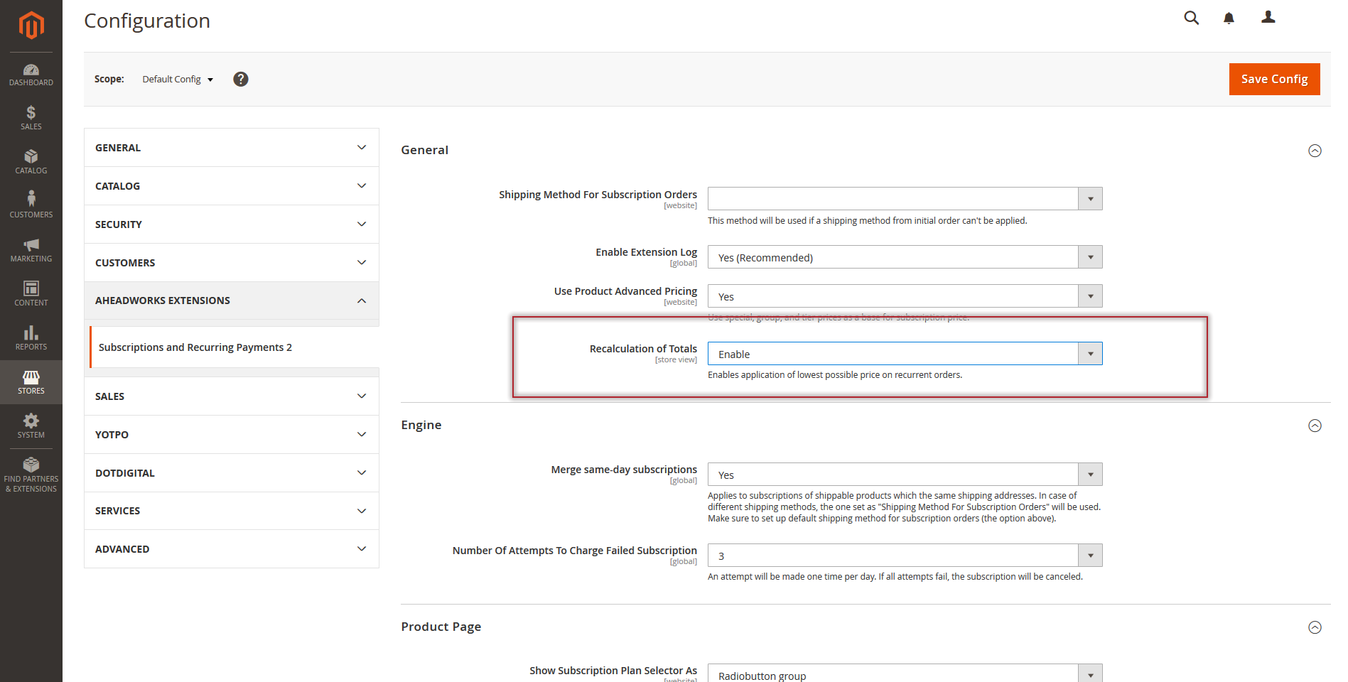 Recalculation of Totals for subscriptions