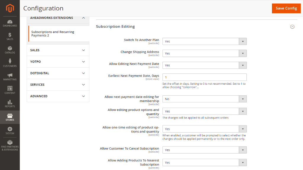 Subscription Configuration