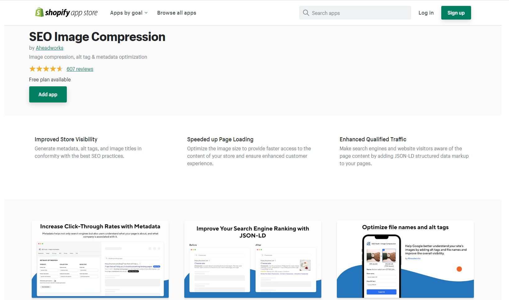 SEO Image Compression landing page