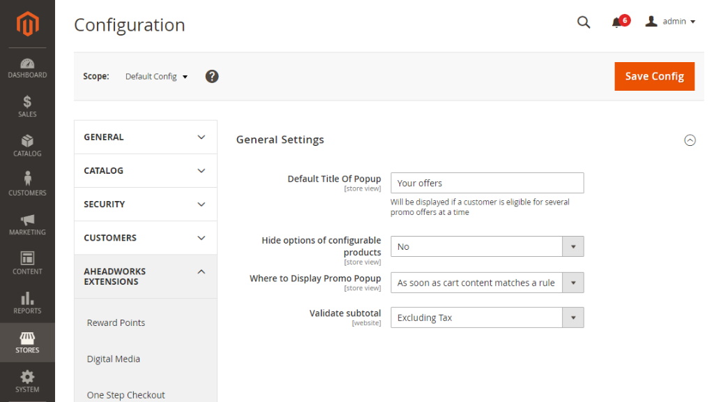 Extension Settings | Add Free Product to Cart for Magento 2