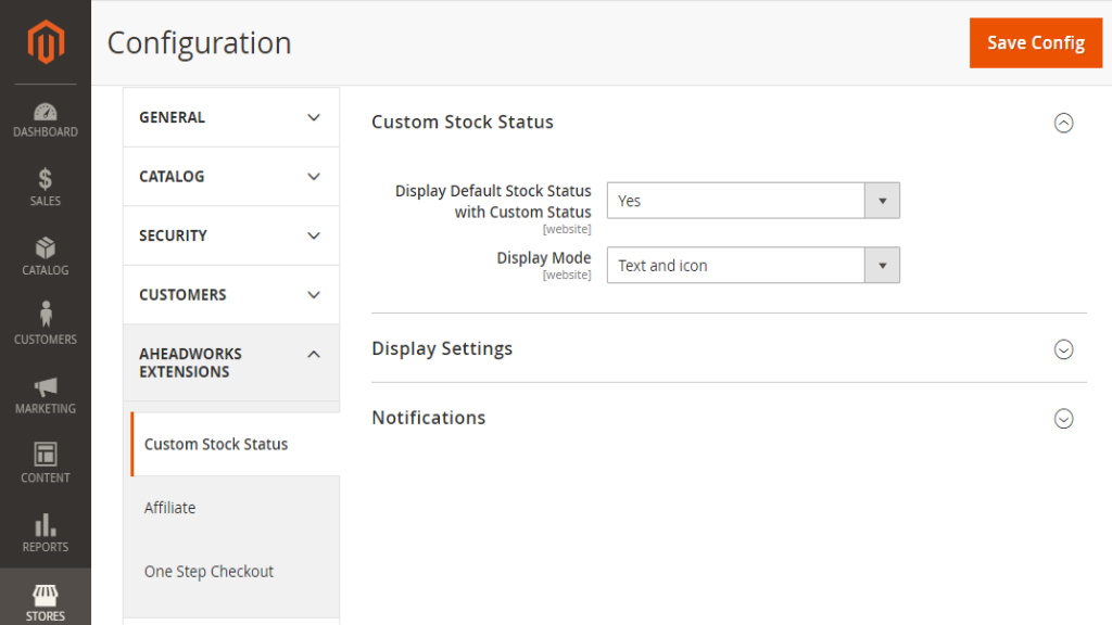 Stock Status Block Settings | Custom Stock Status for Magento 2