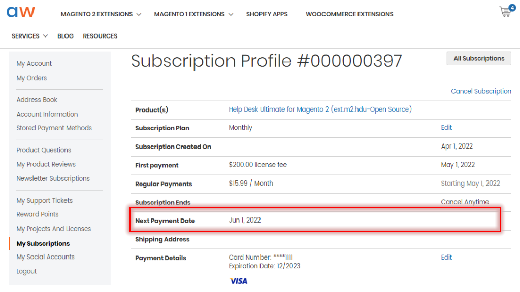 How often are notifications about future payments