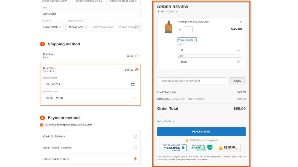 Order Review | Smart One Step Checkout for Magento 2