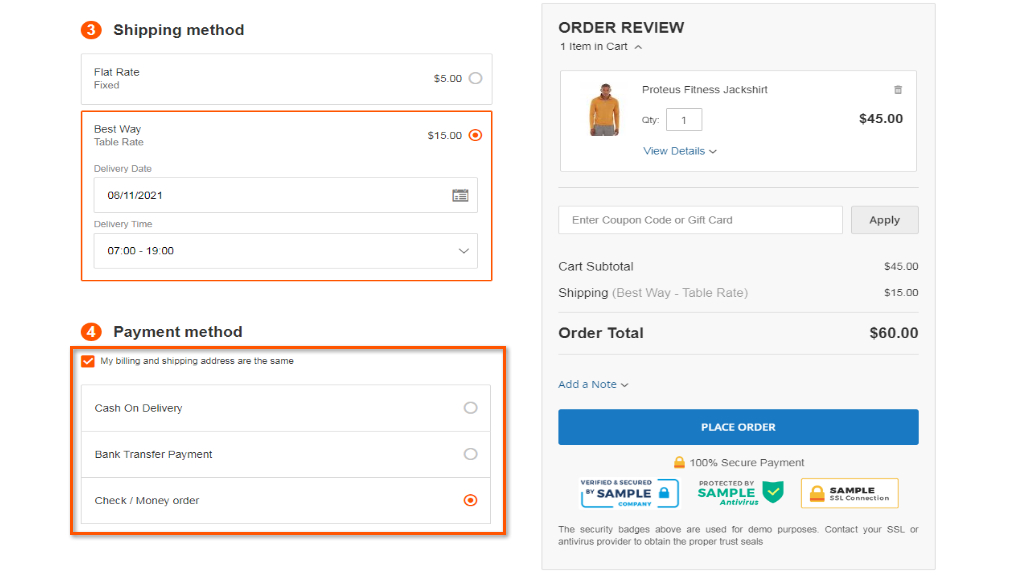 Payment Method | Smart One Step Checkout for Magento 2