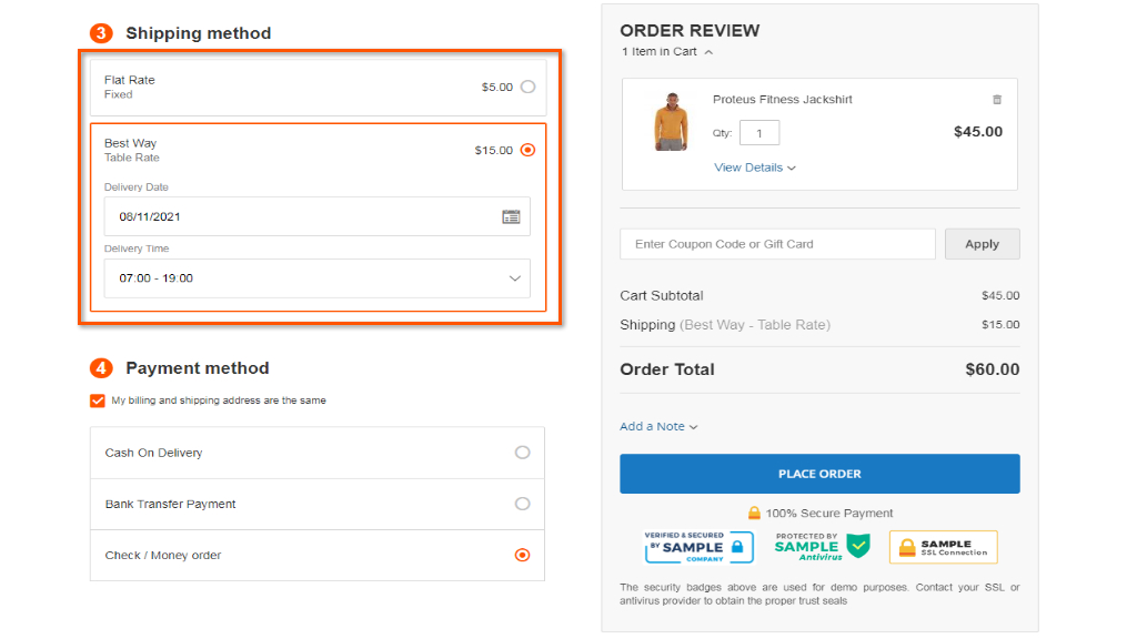 Shipping Method | Smart One Step Checkout for Magento 2